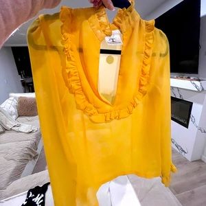 Yellow sheer blouse